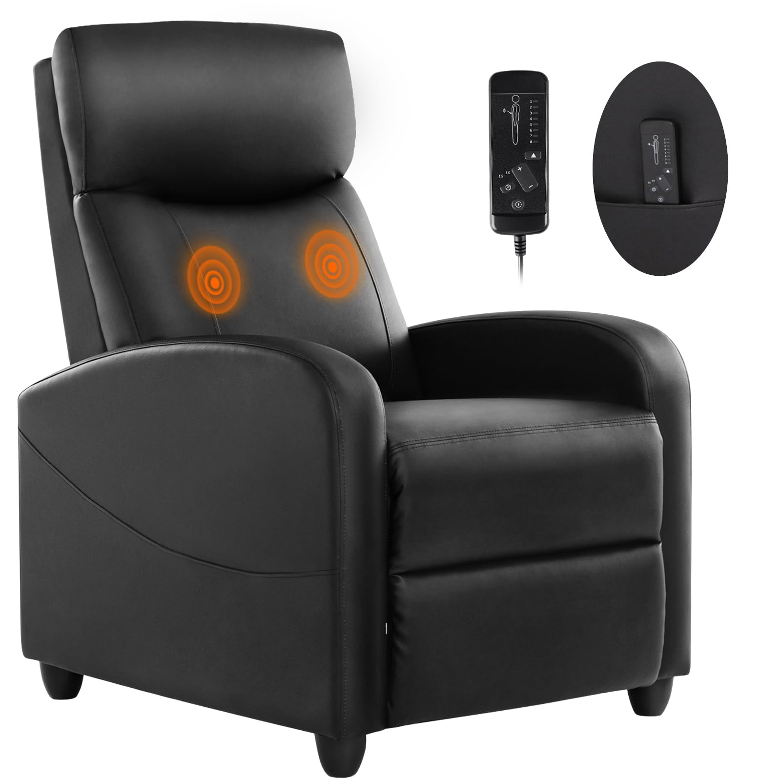 Photo 1 of *** TRUCK PICKUP *** Sweetcrispy Massage Recliner Chair for Adults, Adjustable Home Theater Seating with Lumbar Support for Living Room, Modern Fabric Reclining, Pure Black