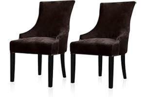 Lellen Velvet Stretch Wingback Chair Cover Slipcover - Reusable Protector Cover for Dining Room Banquet Home Decor etc Machine Washable Hand Washable (Set of 2, Brown)