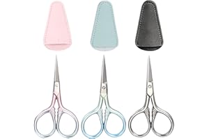 3 Pack Eyebrow Scissors, Small Grooming Scissors 3.5inch Stainless Steel Multi-Purpose Vintage Beauty Precision Grooming Scis