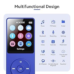AGPTEK A02 MP3 Player with Bluetooth 5.3, 1.8 inch