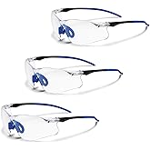 Clear Safety Glasses 3 Pack, Protective Eyewear UV Protection ANSI Z87.1, Safety Goggles Scratch & Impact Resistant, Eye Prot