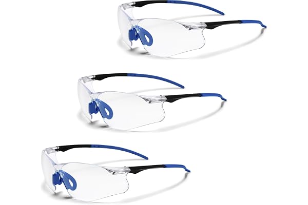 Clear Safety Glasses 3 Pack, Protective Eyewear UV Protection ANSI Z87.1, Safety Goggles Scratch & Impact Resistant, Eye Prot