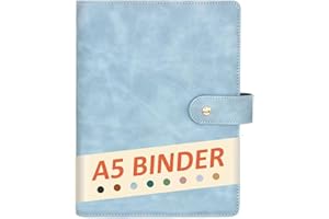 DONBAO A5 Binder 6 Ring Refillable Notebook Planner Journal Cover for A5 Planner Paper Inserts, PU Leather Loose Leaf Photocard Holder, Budget Binder Personal Organizer with Metal Buckle