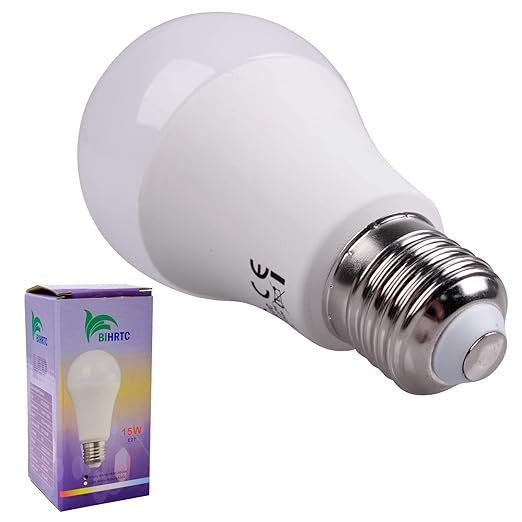 BIHRTC E27 15W LED Lampen A60 Leuchtmittel Warmweiß 2800-3000K Schraube LED Glühbirne Energiesparlampe ersetzt 120W Glühlampe