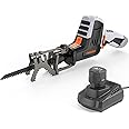 ENGINDOT 12V Cordless Reciprocating Saw with Clamping Jaw, One-Handed, Battery Indicator, Step-less Variable Speed, 1.5A Lithium-Ion Battery, 1 Hour Fast Charger - RES001