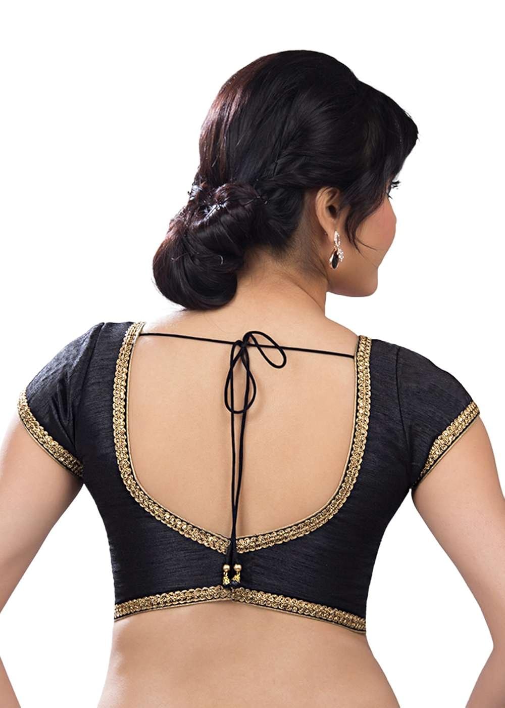 vamas dupion-silk back open hooks half sleeves saree blouse (vdb_x-203)