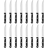 BEWOS Steak Knives Set of 16, Triple Rivet Steak Knife Set, Stainless Steel Serrated Blade(4.5”), Sharp Knives with Comfortab