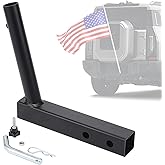 JUST-V Hitch Flag Pole Holder Flagpole Hitch Mount Universal Fits Standard 2" Trailer Hitch, Compatible with Jeep, Truck, SUV, RV, Pickup, Camper Trailer (ONE Flagpole)