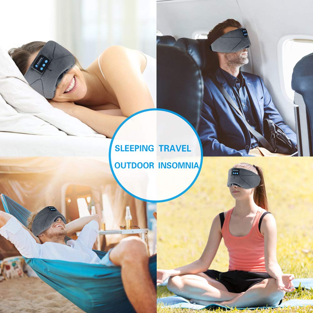 ink-topoint Bluetooth Sleep Eye Mask Headphones, Sleeping Eye Shades Bluetooth 4.2 Music Headset Wireless Sleep Mask with Built-in Speaker Washable for Traveling