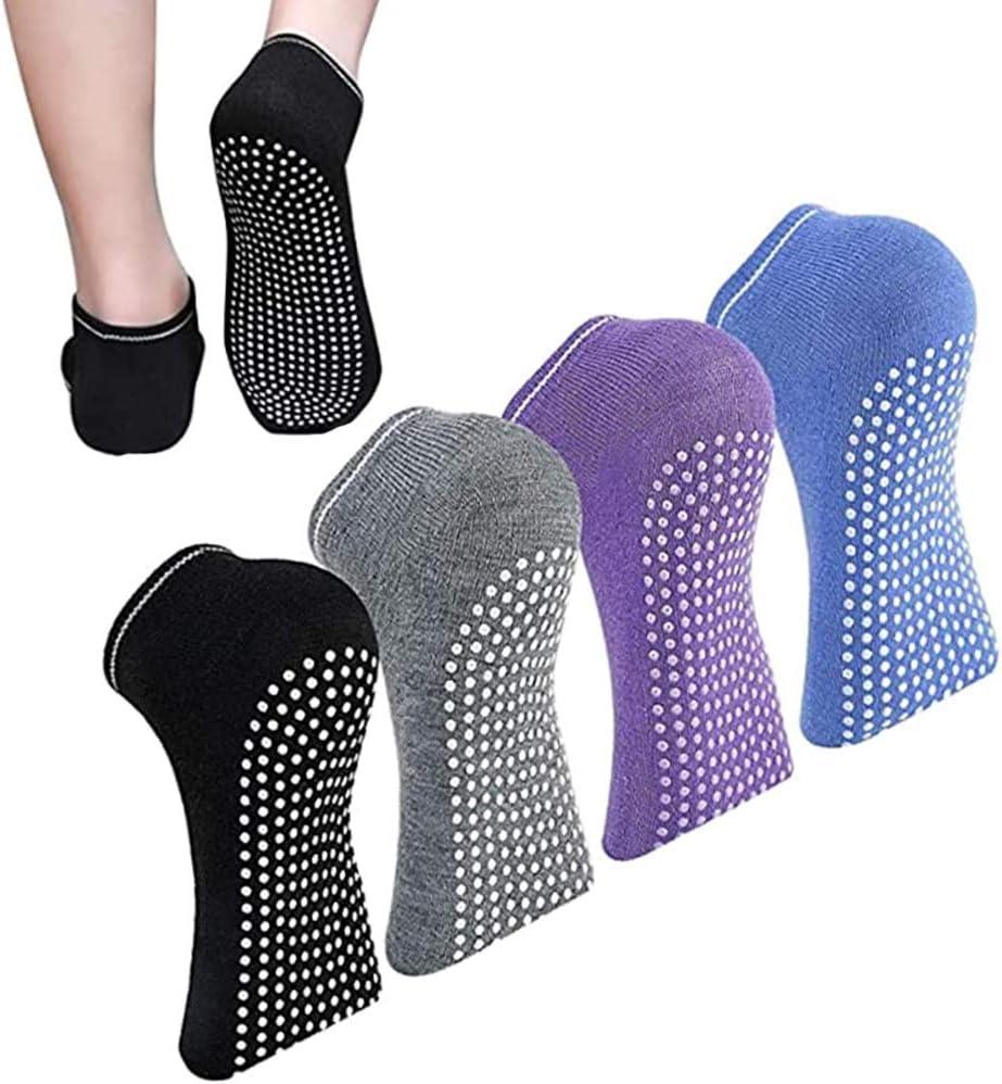 BZCNon Slip Yoga Socks with Grips, Women Anti Skid Sticky Grippers Socks Ballet Pilates Barre Grippers Socks For Women