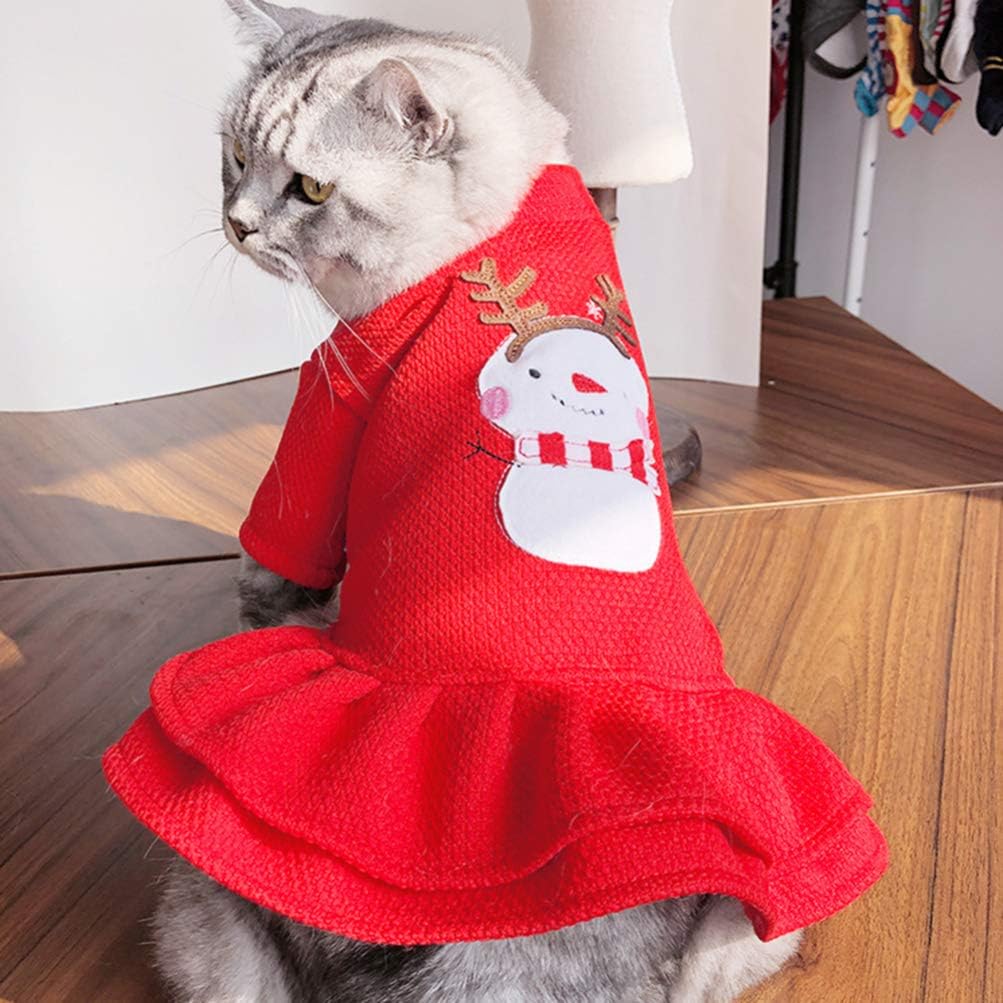 Dog Christmas Skirt Snowman Design Pet Clothes Puppy Skirt Soft Comfortable Dog Dress for Outdoor Activities and Photo Sessions Size S - Image 5