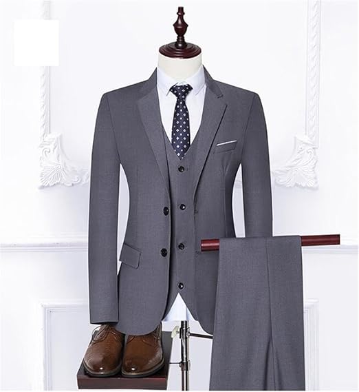 Amazon メンズ スーツ紳士服 2つボタン 上下3点セットsuits セットアップフォビジネススリム結婚式パーティー就活イベントスタイリッシュ スーツ上品大きいサイズ グレー S コート ジャケット 通販
