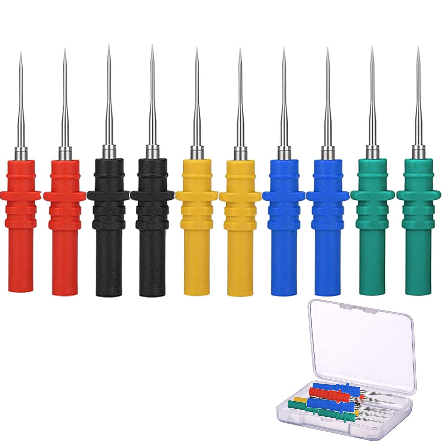 RUNCCI-YUN 10PCS Colorful Test Probes 4mm Multimeter Probes Back Probe Pins 30V/10A for Multimeter Automotive Testing