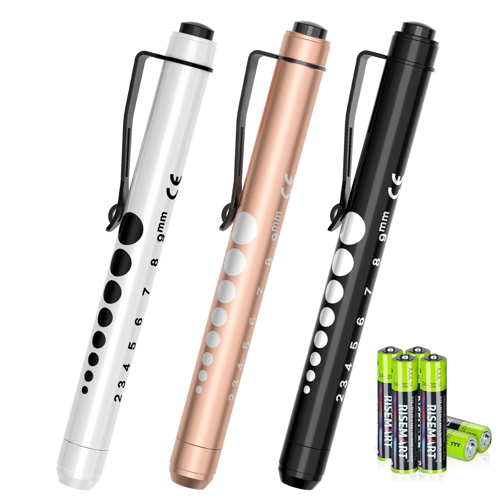 Photo 1 of 3 Pack Pen Lights for Nurses with 6 Batteries - Reusable Pen Light with Pupil Gauge and Ruler, Nurse Accessories for Work, Medical Penlights for Nursing Student Doctors EMT CNA (White+Black+Gold)