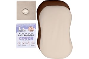 SNUGGLEKID 100% Waterproof Baby Lounger Cover - 2-Ply Organic Cotton Slipcovers Keep Your Lounger Clean & Your Baby Comfy - Machine Washable - (Lounger Not Included) - 2-Pack Includes Cream & Brown