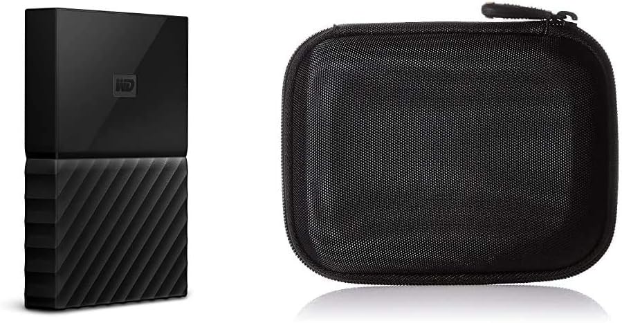 Western Digital My Passport for Mac 2 TB Portable Hard Drive with Type-C Cable - Black & AmazonBasics Hard Black Carrying Case for My Passport Essential