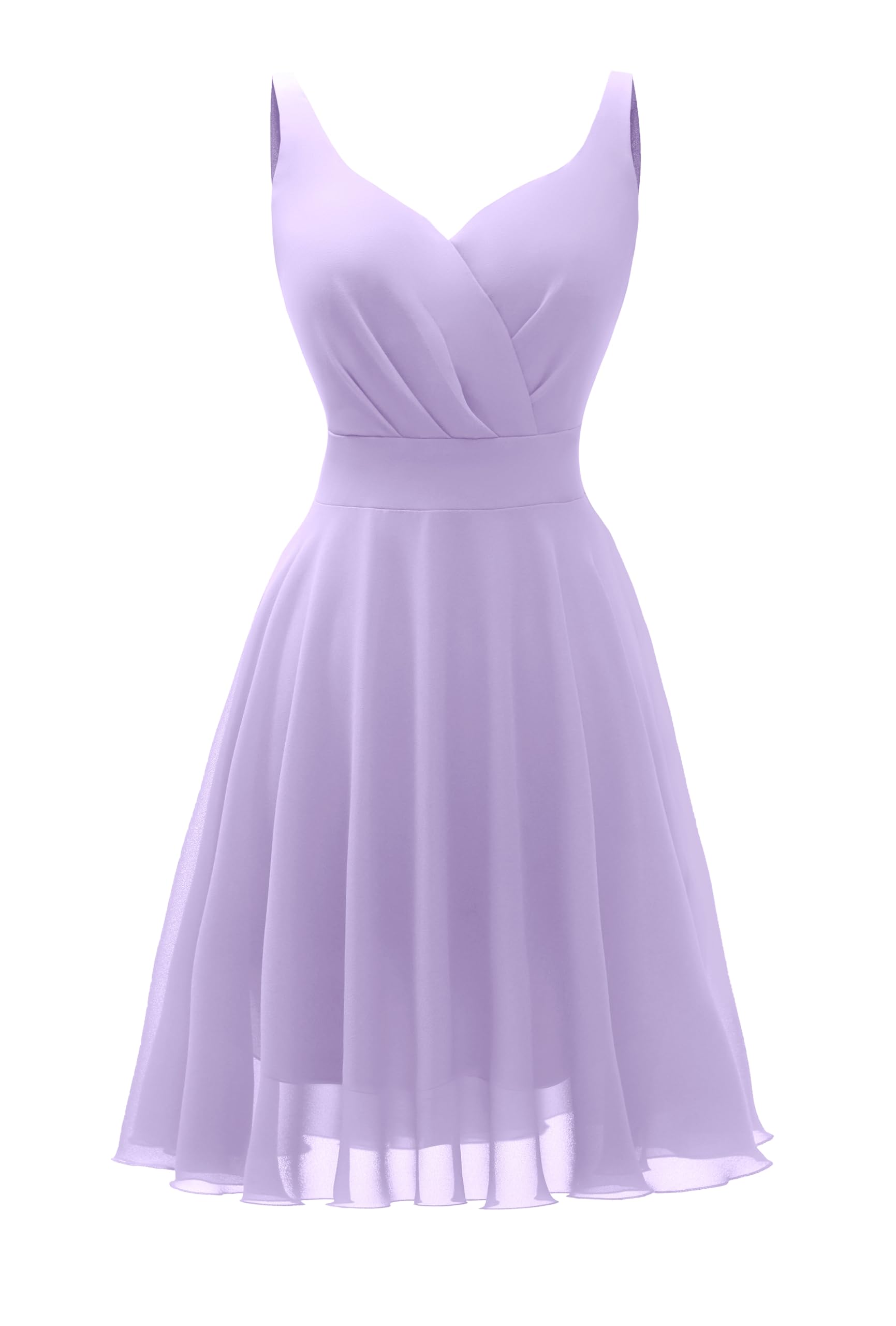 Photo 1 of Dressever Summer Cocktail Dress V-Neck Adjustable Spaghetti Strap Chiffon Sundress Lavender S