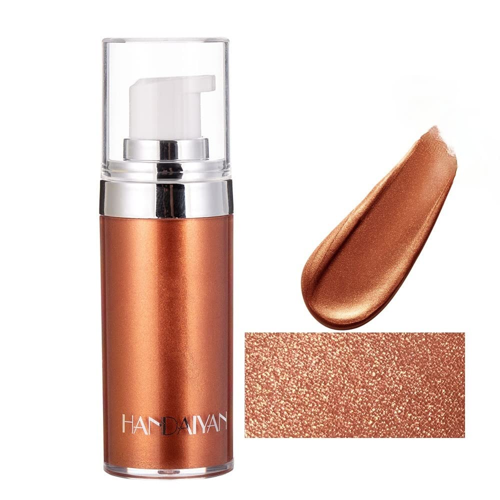 OCHILIMA 4 Colors Face Body Shimmer Body Cream Liquid Body Highlighter Long-lasting Shine Brighten Glitter Shimmering Body Cream for All Skin Types Bronzer (#04 Golden Brown)
