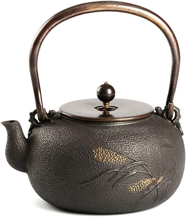 AMCER Japanese Style Cast Iron Teapot Tetsubin Tea Kettle Durable Cast Iron with a Oxidation Interior 1.5L