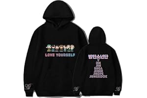 Teiniuby Bangtan Boys Hoodie Love Yourself Sweatshirt K-pop Jungkook Suga V RM Lightweight Long Sleeves Pullover Sweater Coat