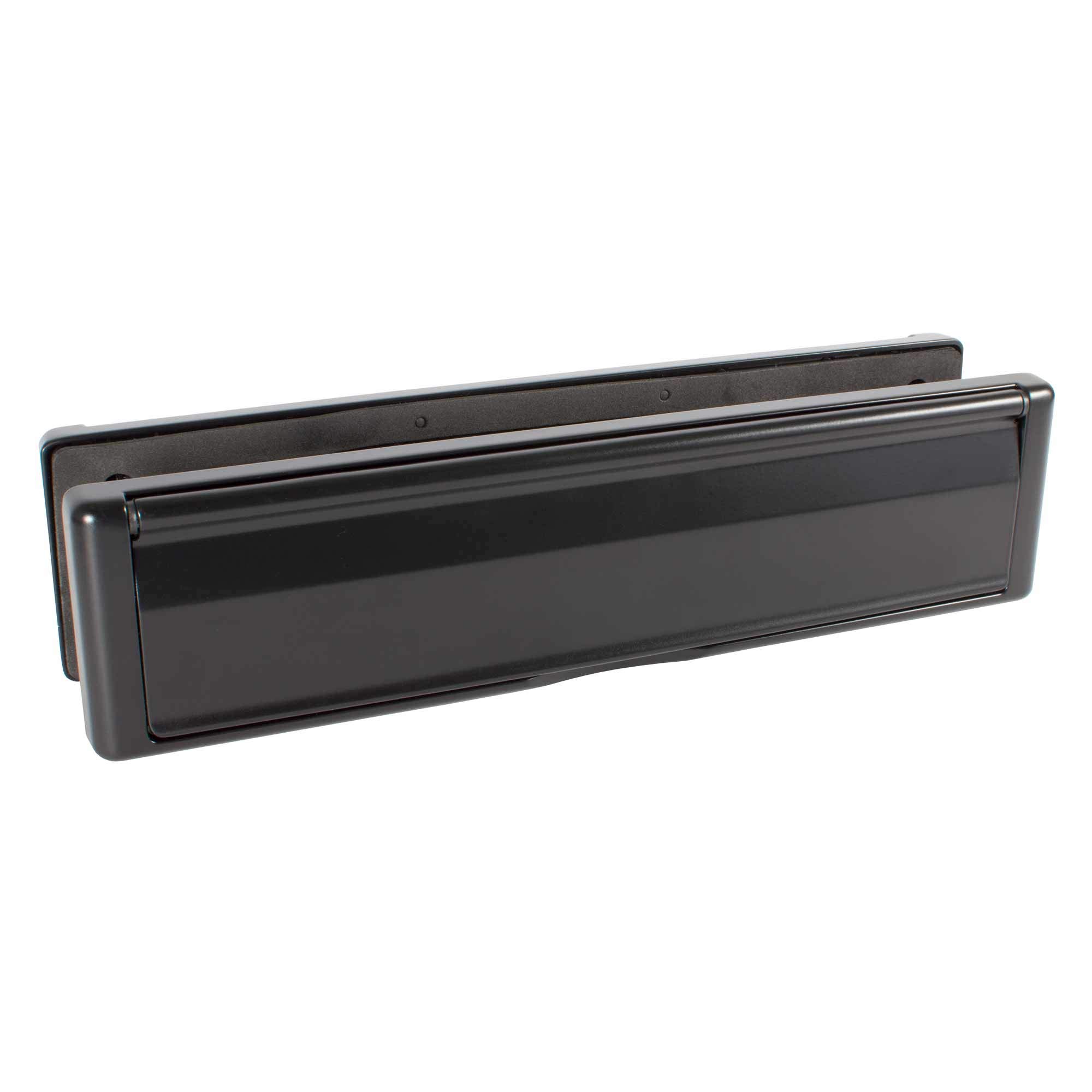 Avocet Affinity 12" Black Letterplate Premium Heavy Duty Sprung Letter Box UPVC Wood Door
