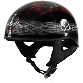 Hot Leathers HLD1008 Black Celtic Cross Motorcycle DOT Approved Skull Cap Half Helmet Biker
