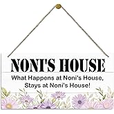 Rustic Decor for Noni's House, What Happens at Noni's House Stays at Noni's House, Grandma Nicknames Sign, Decorative Wood Hanging Wood Plaque, Home Wall Decor, Noni Gift from Grandson Granddaughter