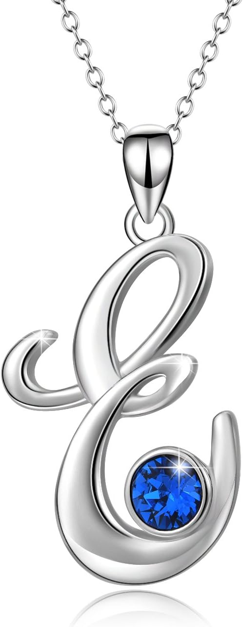 WINNICACAChristmas Gifts for Women Initial Necklaces 925 Sterling Silver Letter Pendant Necklaces with Birthstone Letter A-Z Initial Jewelry Gifts for Women Her Daughter Lover Birthday Gifts