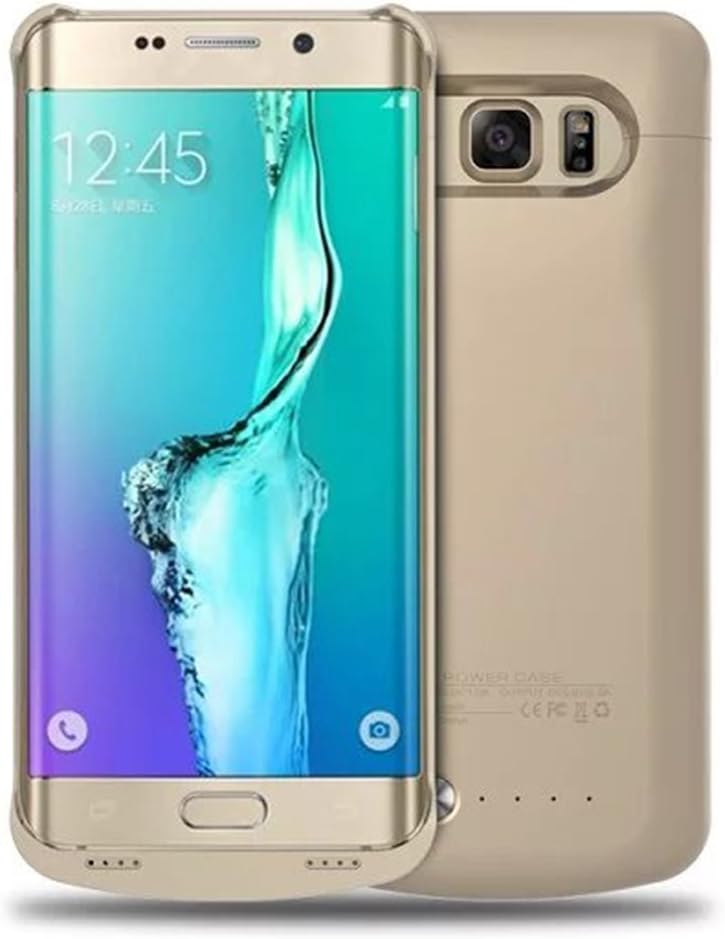 S6 Edge Plus Battery Case, Maxdara 4200 Mah External Backup Battery Charger Cover Case for Samsung Galaxy S6 Edge Plus Rechargeable Power Bank Case - (Gold)