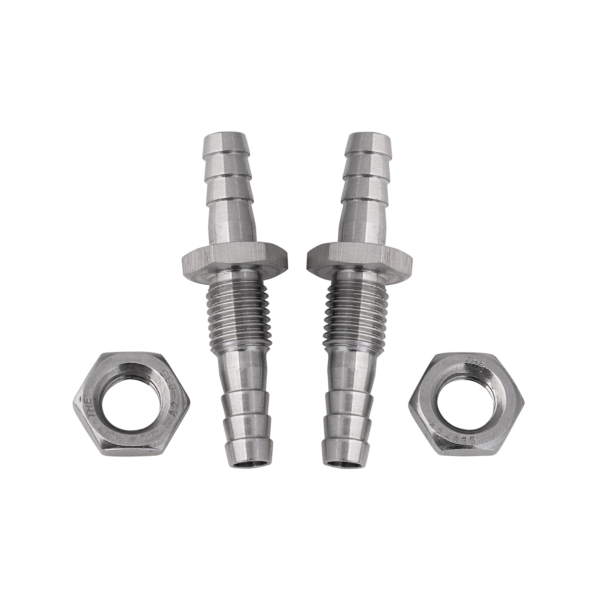 Hose Barb Bulkhead Stainless Steel Barbed Tube Pipe Fitting Coupler Connector 2 Pieces (6mm)