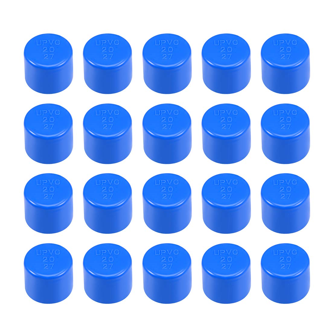 sourcing map 20mm Schedule 20 PVC Pipe Cap Fitting, Slip End Caps DWV(Drain Waste Vent) Irrigation Swimming Pool Sound Deadening, Blue 20Pcs
