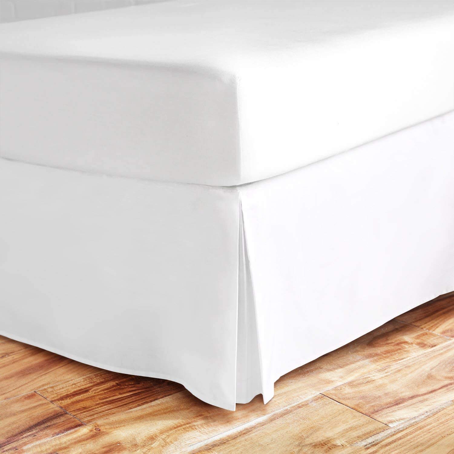 Photo 1 of Valencia Beddings Split Corner Bed Skirt 16 Inch Drop Full Size 100% Natural Cotton Hotel Quality Full Size, White Solid