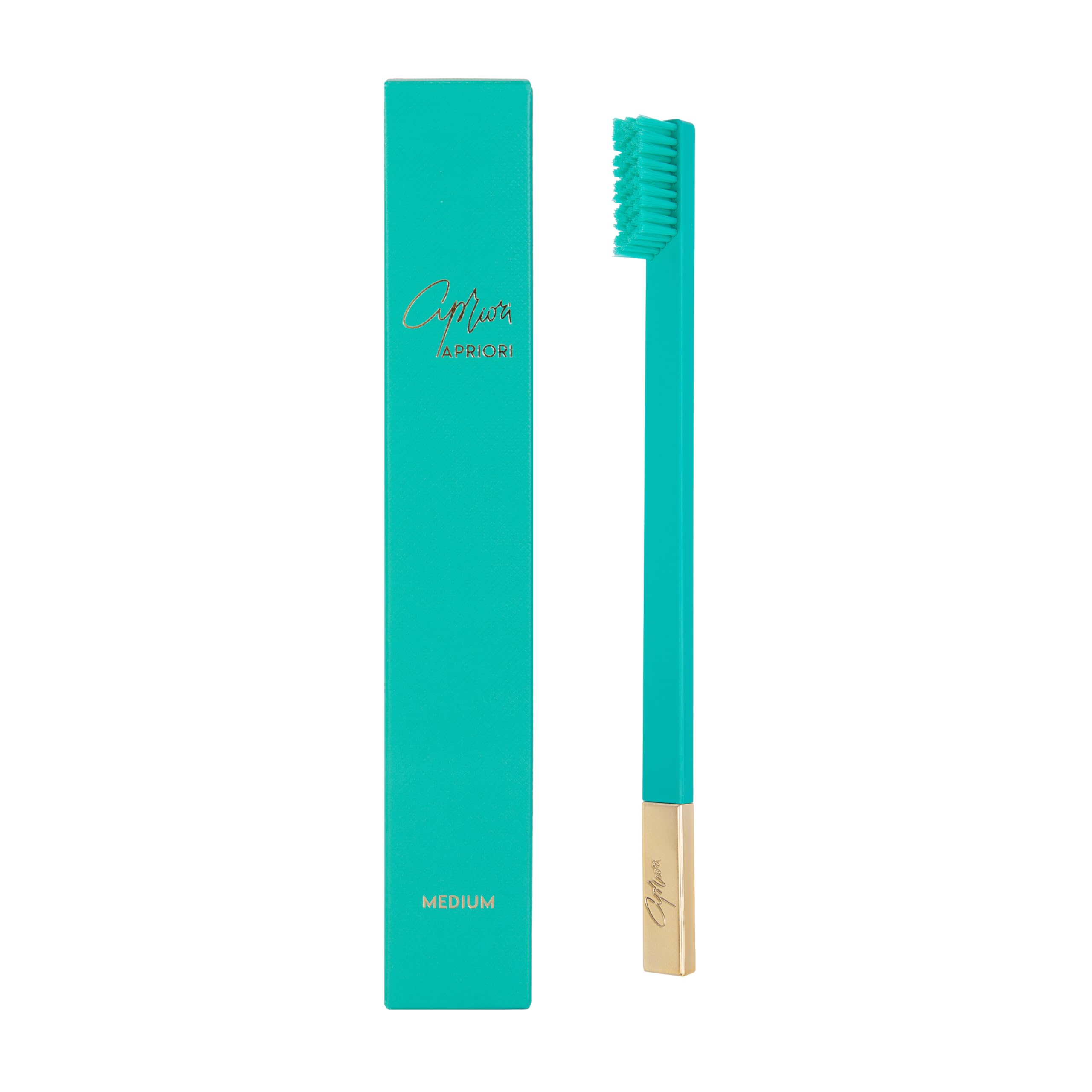 APRIORI Turquoise Blue Gold Medium Premium Toothbrush
