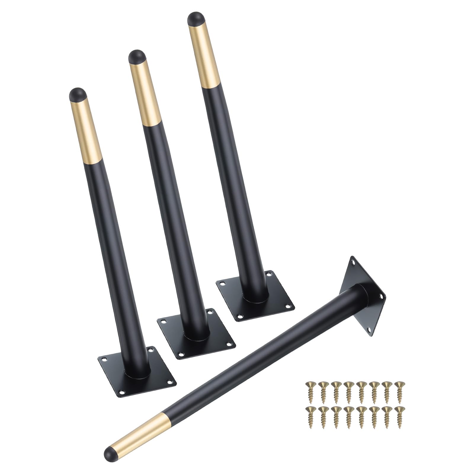 Uxcell 4 Pcs Metal Furniture Leg, Replacement Couch Legs Cabinet Feet, Black & Gold Modern Furniture Legs Slant Angled Tapered Legs for Cupboard Table Sofa Chair, 16 inch