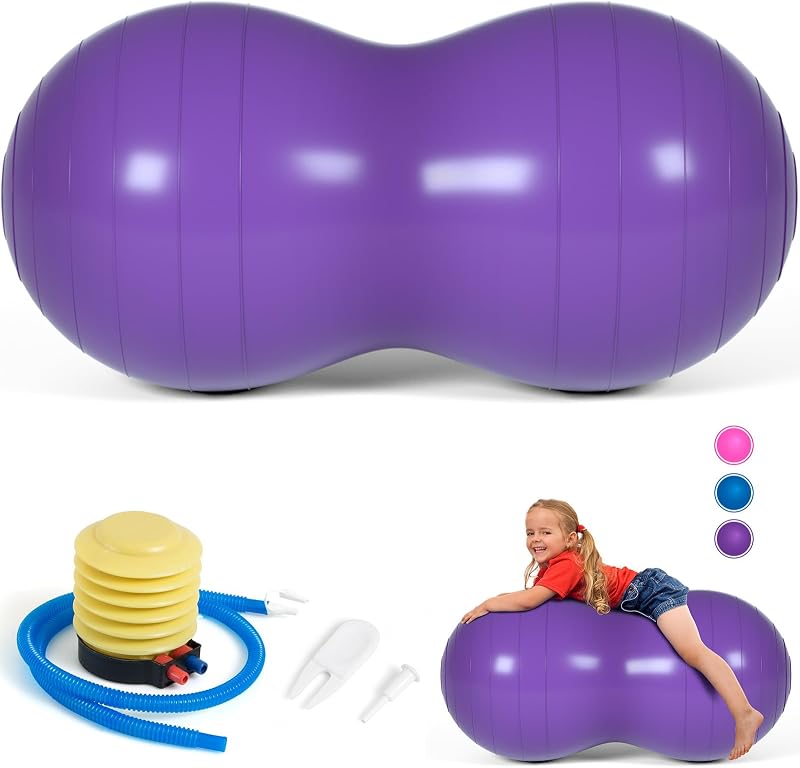 DASKING Peanut Ball for Kids Therapy 90x45cm Anti Burst Exercise Ball with Pump