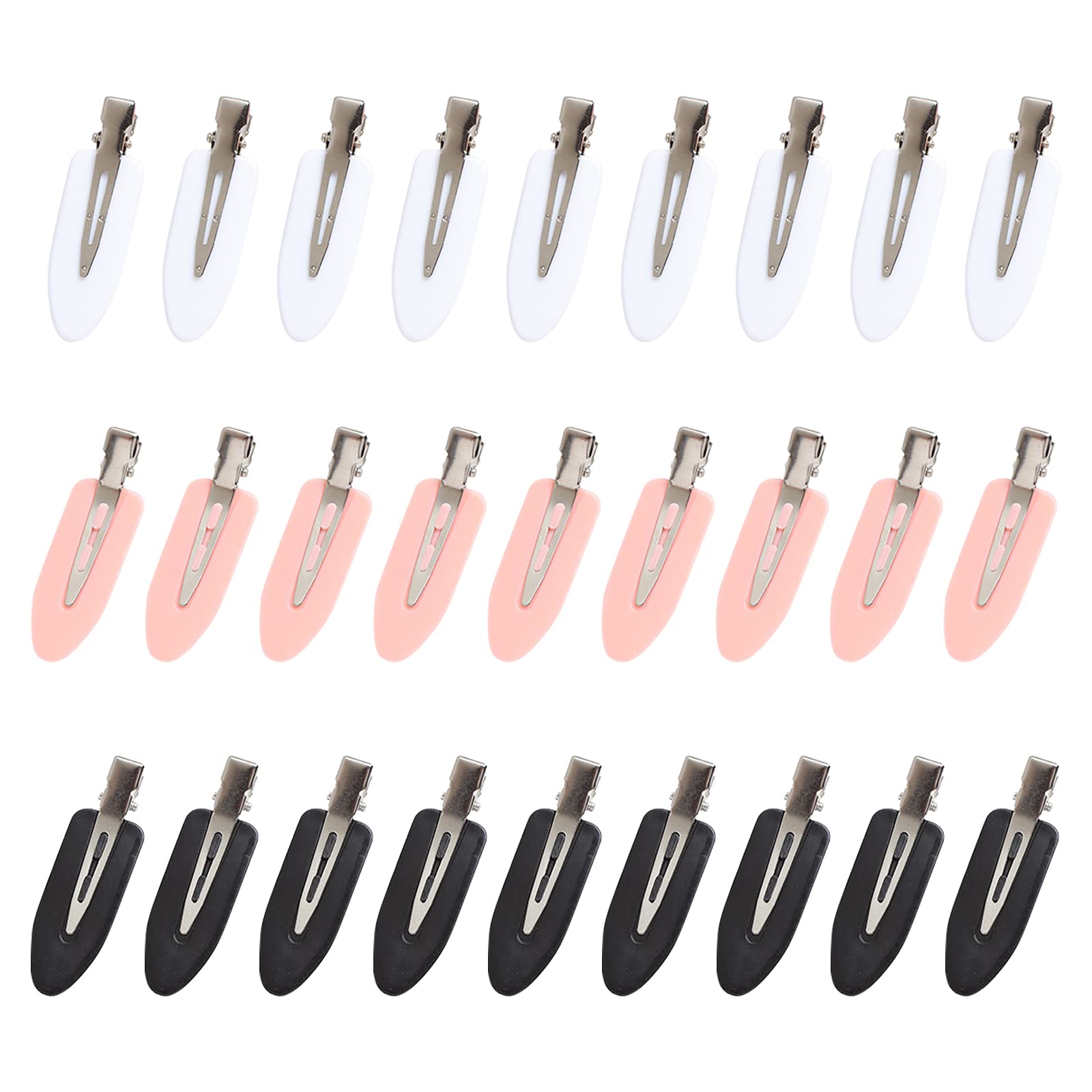 SWYSGS Twenty-Seven Curved Hairpins, Duckbill Clips, Dentless Alligator Hairpins, for Salon Hairstyles, Pink, Black, White