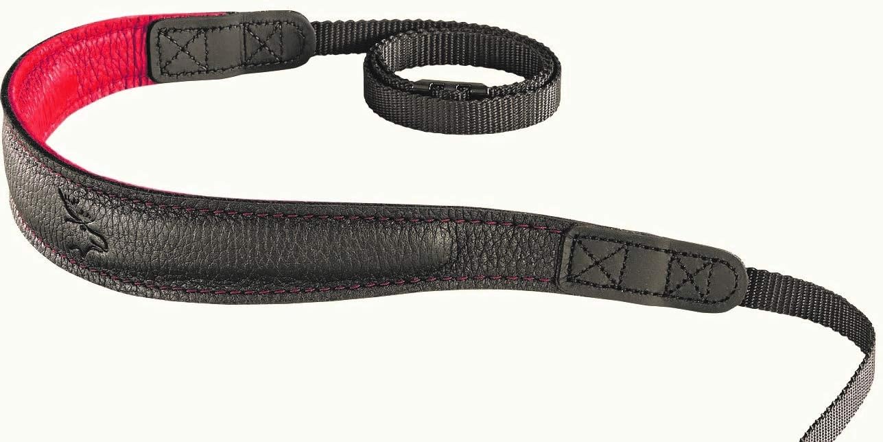 Eddycam 8315 Elk Leather Camera Strap – Black/Chilli Pepper/Red Contrasting Stitching, 33 mm