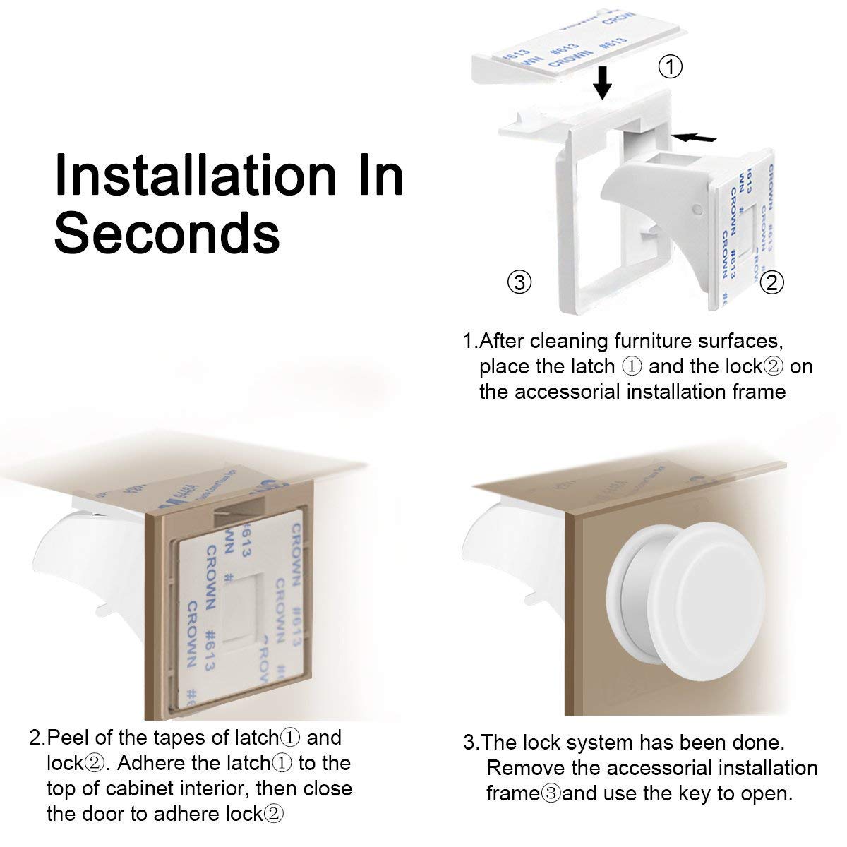 10 Schlösser & 2 Schlüssel HURRISE Unsichtbare Kindersicherheit