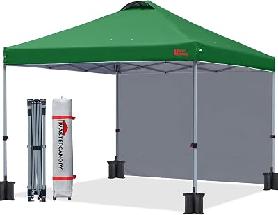 MasterCanopy 3x3M Pop-Up Gazebo Tent with One Sidewall Forest Green