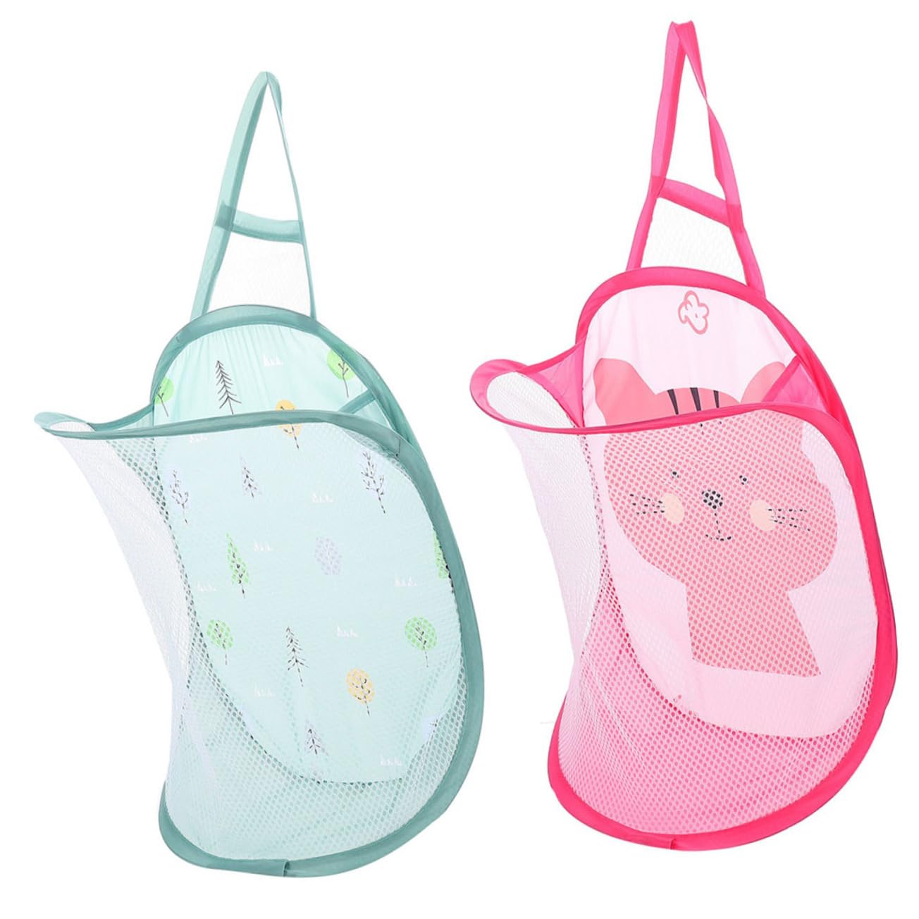 2Pcs Portable Foldable Pop-up Hanging Laundry Hamper for Dirty Clothes - Versatile Mesh Storage Baskets for Home Travel and College