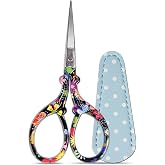 3.6 inch Sharp Embroidery Scissors for Sewing with Premium Leather Sheath | Classic-Hisuper Cross Stitch Scissors Vintage Decorative Shears Needlework Crochet Accessories Craft DIY Tool-Black Floral