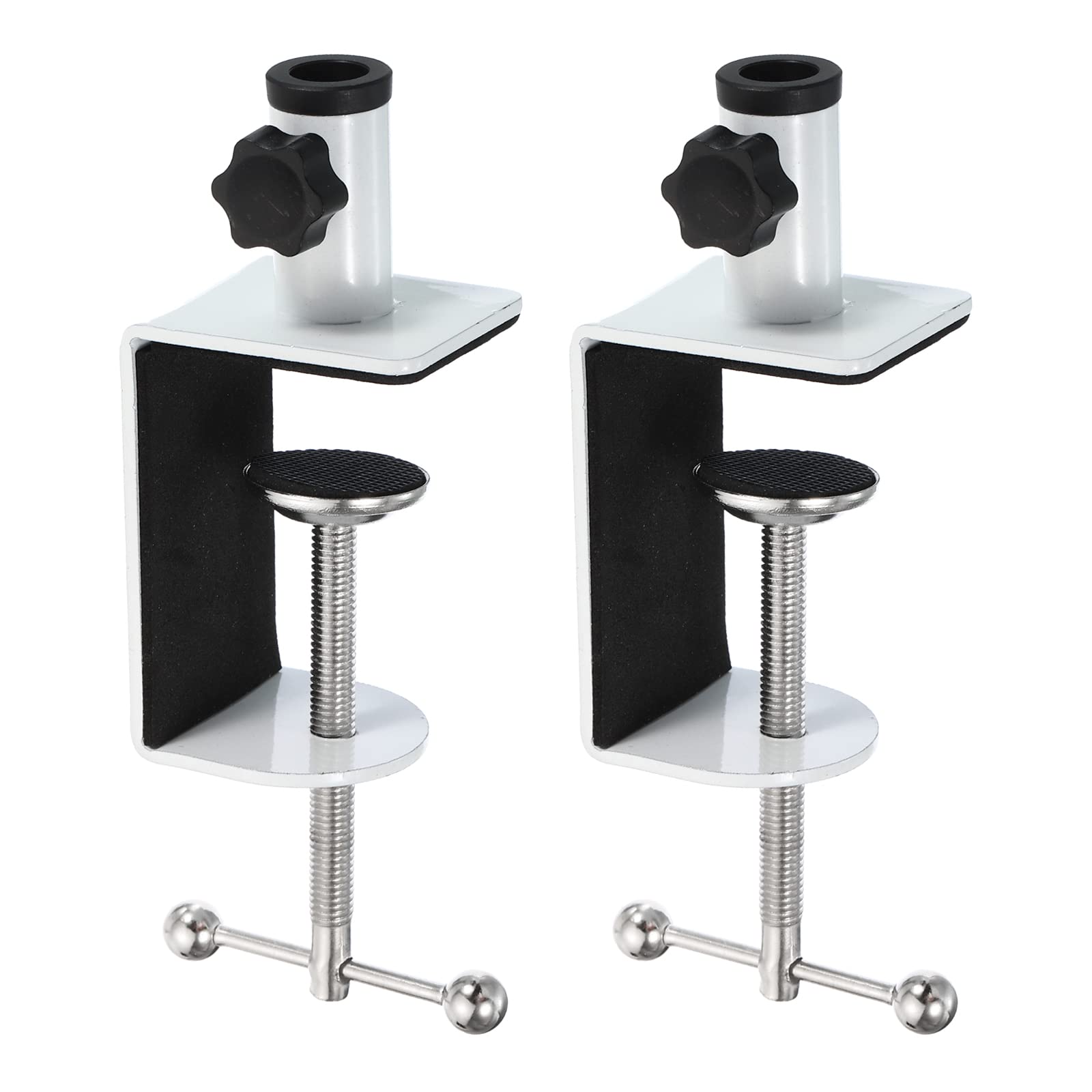 PATIKIL 0.49" Hole Dia. Desk Clamp, 2 Pcs Aluminum Alloy Universal Adjustable C-Clamp Mount Holder for Microphone Mic Arm Table Lamp, White