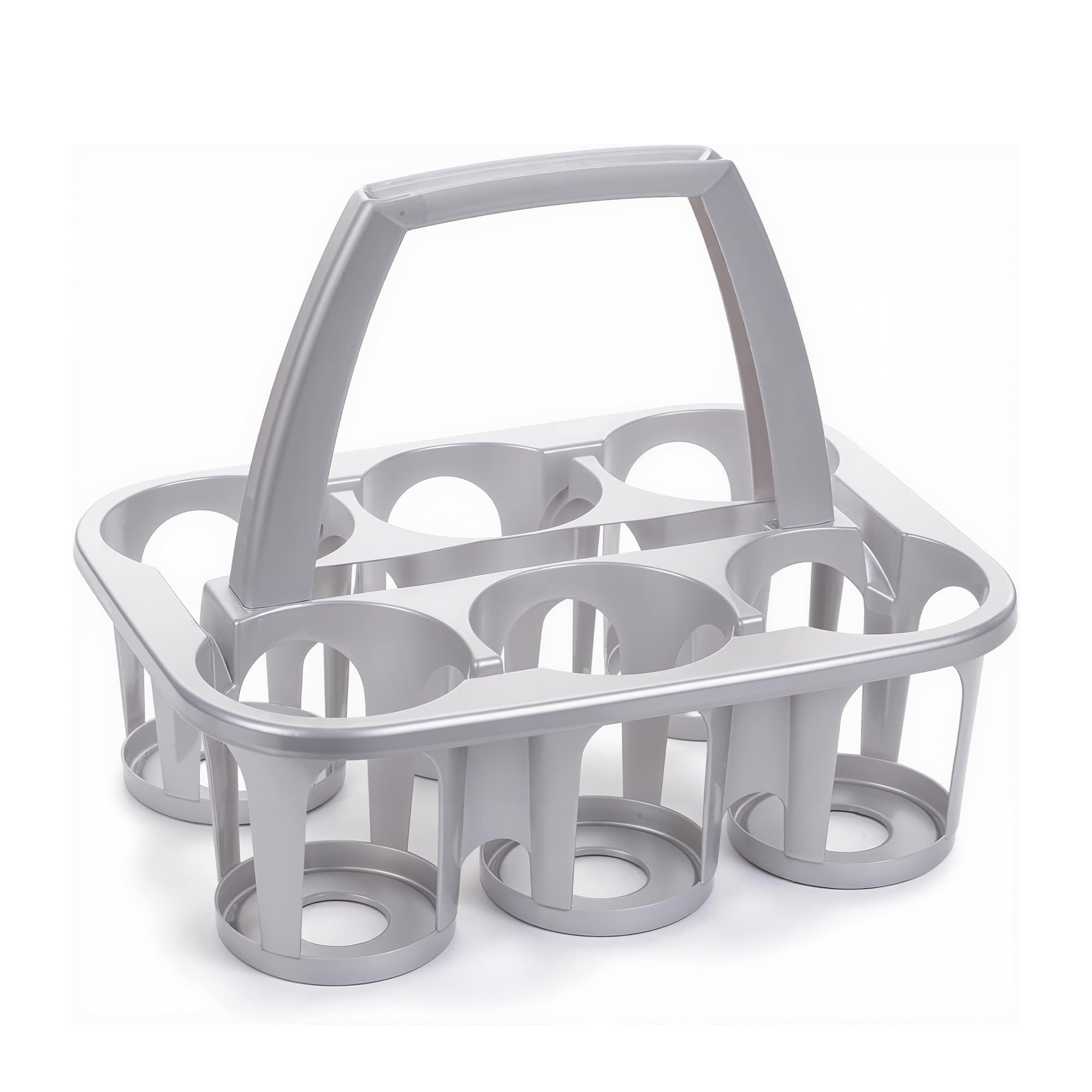 plastific 6 x Plastic Beer Garden Glass Collector Carrier Milk Bottle Holder Bottles Storage Saver Drinks Organizer Holding Container with Handle (A: Silver)