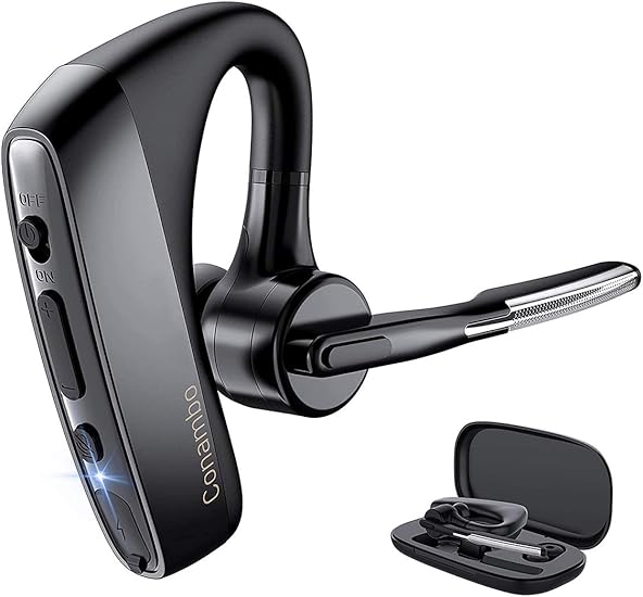 Amazon 進化版 V5 1 耳掛け式 Bluetooth ヘッドセット Bluetooth イヤホン 片耳 ハンズフリー通話 16時間連続使用 Cvc8 0ノイズキャンセリング マイク ミュート機能 Siri機能 リダイヤル テレワーク 在宅勤務 トラック運転手 Android Iphone Pc対応 Type C充電