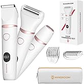 MAXGROOM Bikini Trimmer Women, 3-in-1 Painless Electric Razor for Pubic Hair, Waterproof Cordless Lady Shaver with LED Light,