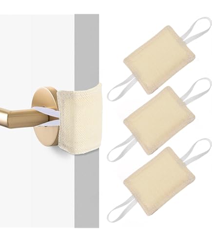 Door Silencer Quiet Door Closer Cushion, Padded Door Latch Cover For Nursery, Baby, Light Sleepers Noise Reduced Prevent From Locking For Toddler Safety - 4 X 3 Inch, Natural Colored, Pack-3, Door