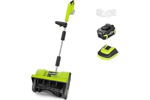 SnapFresh 20V Cordless Snow Shovel, 12” Electric Snow Thrower Kit w/Adjustable Handle & Directional Plate, Lightweight Battery-Powered Snow Blower for Driveway, 4.0Ah Battery & Fast Charger Included