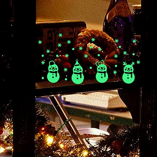Decor Stick, coersd Christmas Glow Snowman Wall Stickers Living Room Luminous Stickers Window Decor