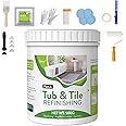 17 oz White Tub and Tile Paint with Full Tools, Semi-Gloss Tub and Tile Paint for Bathroom, Easily Covers 25-30sq.ft, Low Odor Bathtub Refinishing Kit for Kitchen, Sink, Shower, Fiberglass