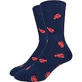 Good Luck Sock Men's Lobsters & Crabs Crew Socks,Large (Shoe size 7-12),Blue